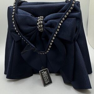 Bijoux Terner Midnight Blue Clutch with Bow Accent
